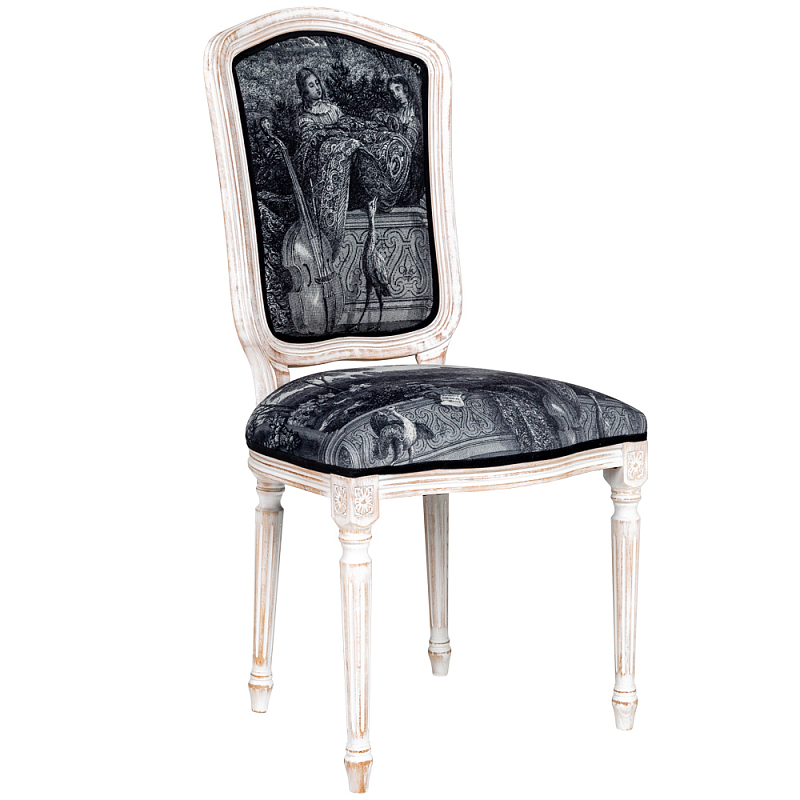 Стул Monceau Palace Stool Черно-белый Белый винтажная патина Стул Monceau Palace Stool Черно-белый Белый винтажная патина в Рязани | Loft Concept