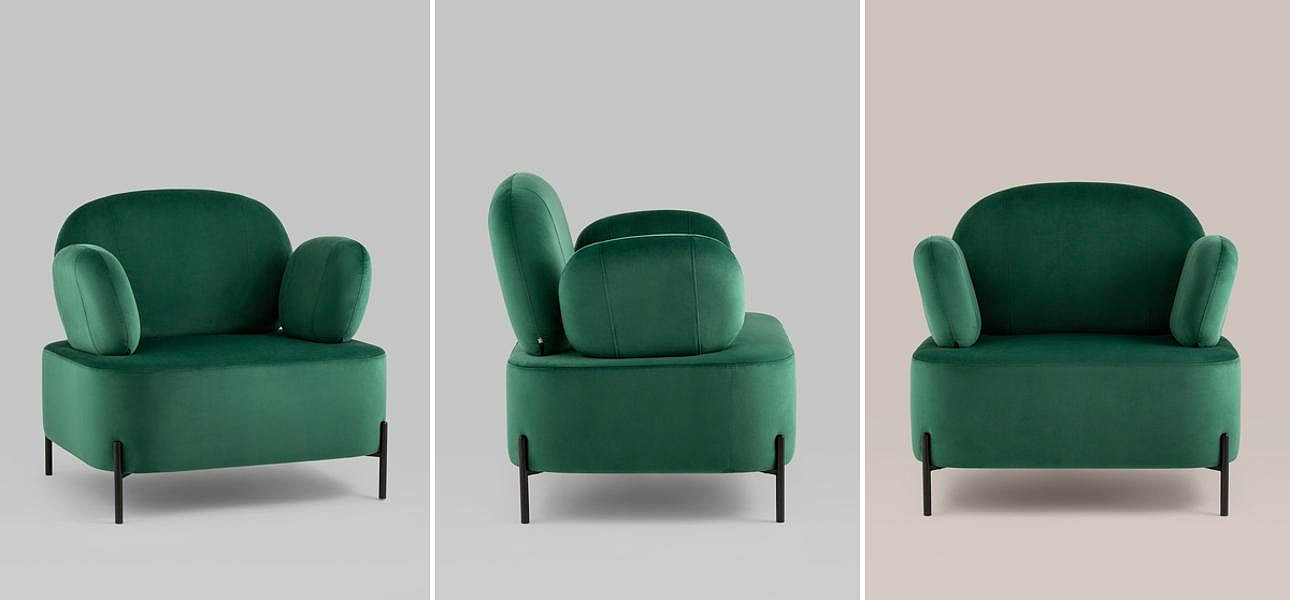 Кресло Color Block изумрудный велюр Кресло Color Block изумрудный велюр - Loft-Concept в Рязани