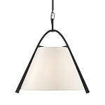 Подвесной светильник в форме конуса с белым тканевым абажуром и чёрным каркасом Stylish Solution варинант исполнения - 1 | Loft Concept в Рязани