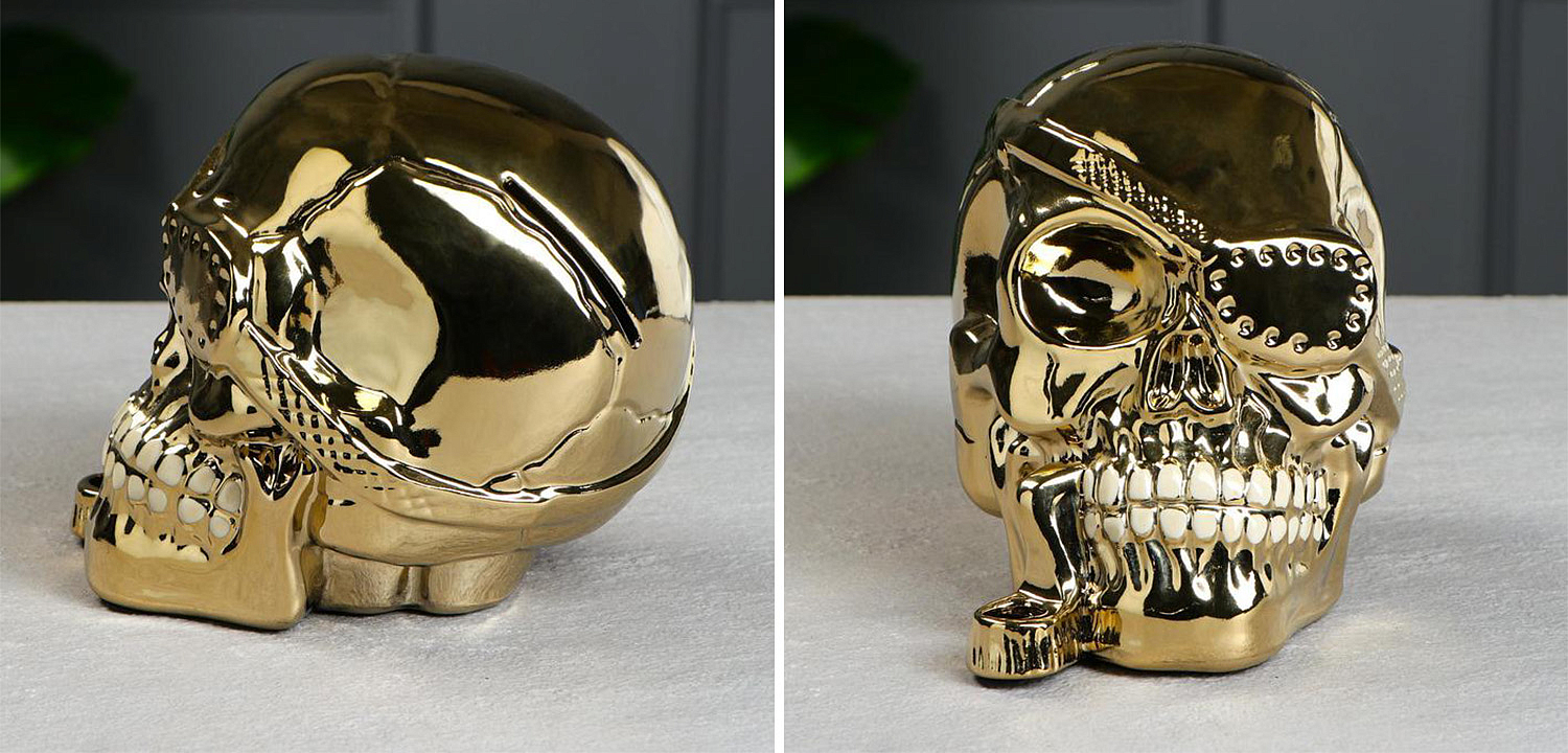 Статуэтка Golden Skull with Pipe Статуэтка Golden Skull with Pipe - Loft-Concept в Рязани