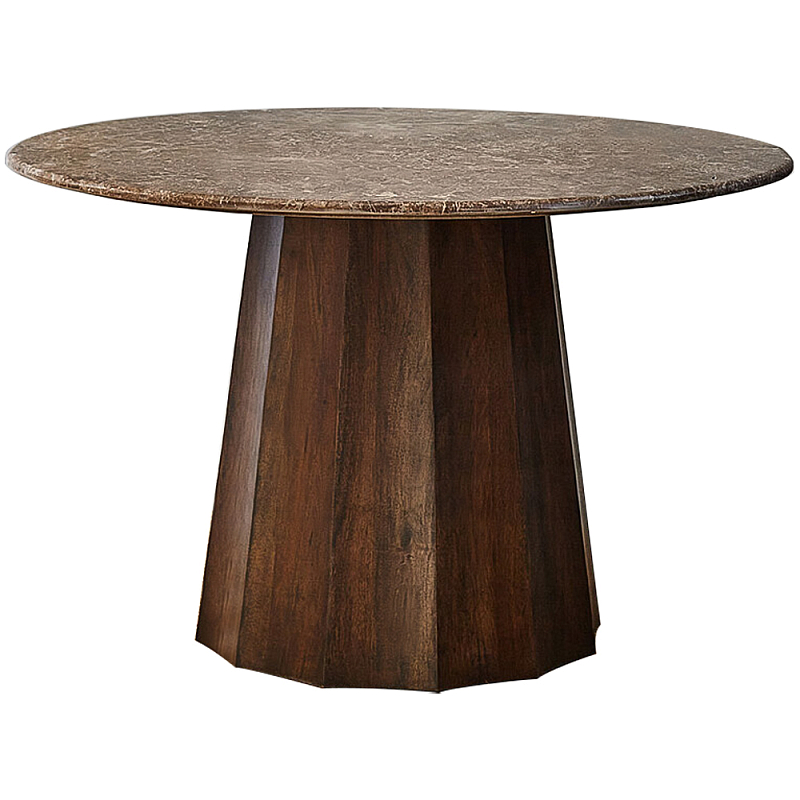 Круглый обеденный стол с мраморной столешницей Veras Marble Dining Table Коричневый Круглый обеденный стол с мраморной столешницей Veras Marble Dining Table Коричневый в Рязани | Loft Concept